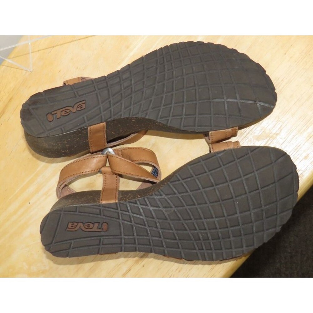 Teva Cabrillo Crossover Wedge Sandals Ankle Strap Brown Leather Size 8 - Picture 7 of 7
